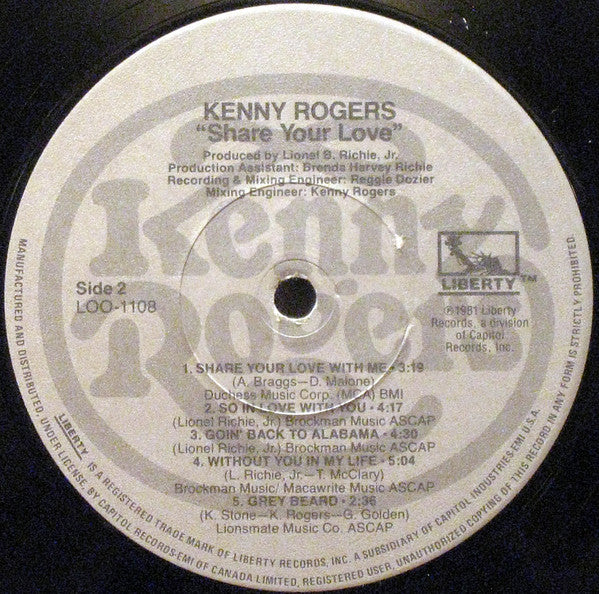 Kenny Rogers : Share Your Love (LP, Album)