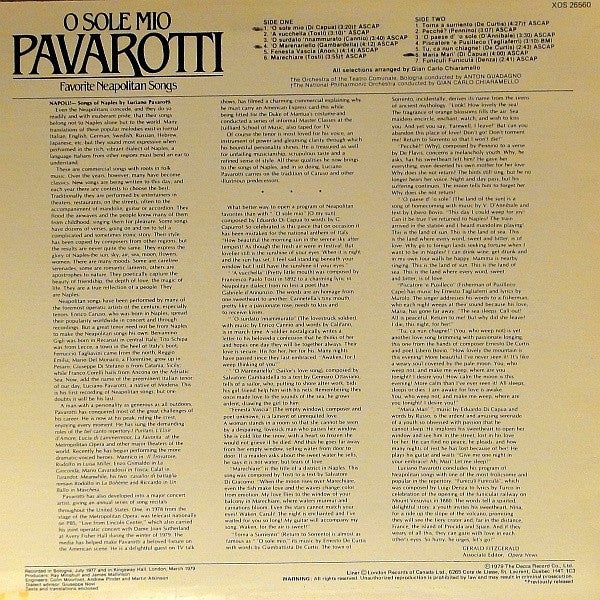 Luciano Pavarotti : O Sole Mio Favorite Neapolitan Songs (LP)