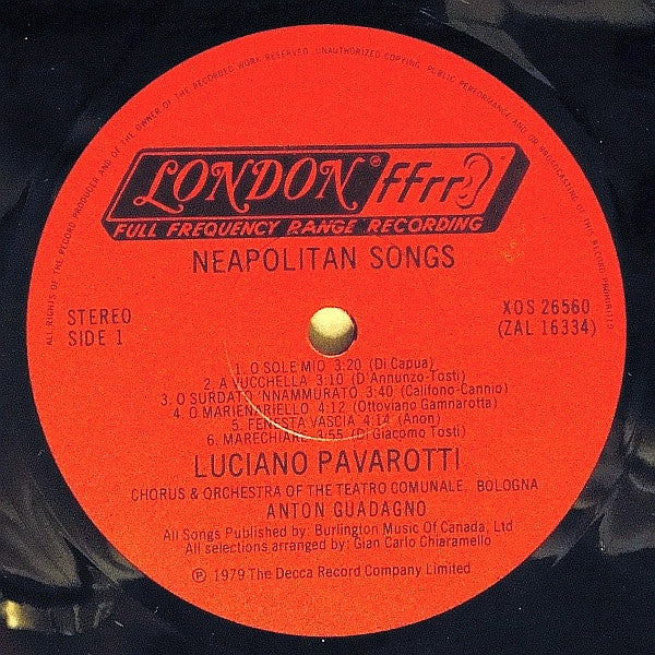 Luciano Pavarotti : O Sole Mio Favorite Neapolitan Songs (LP)