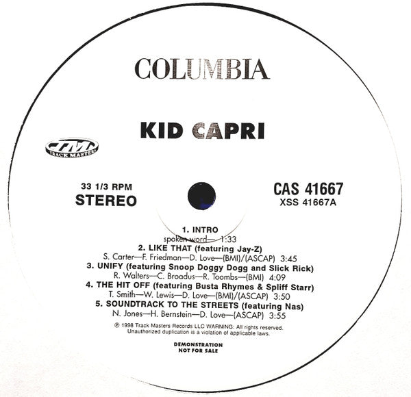 Kid Capri : Soundtrack To The Streets (2xLP, Album, Promo, Cle)