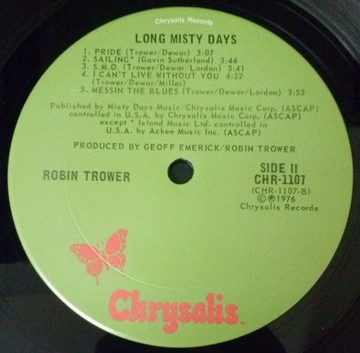 Robin Trower : Long Misty Days (LP, Album, Ter)