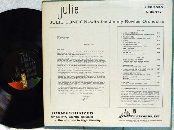 Julie London : Julie (LP, Album, Mono, RP)