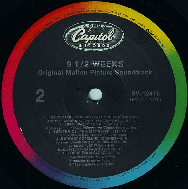 Various : 9½ Weeks (Original Motion Picture Soundtrack) (LP, Album, Rai)