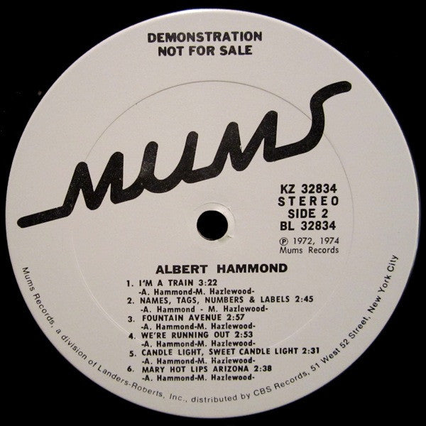 Albert Hammond : Albert Hammond (LP, Album, Promo)