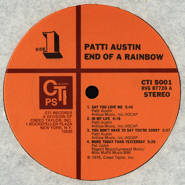 Patti Austin : End Of A Rainbow (LP, Album, Ter)