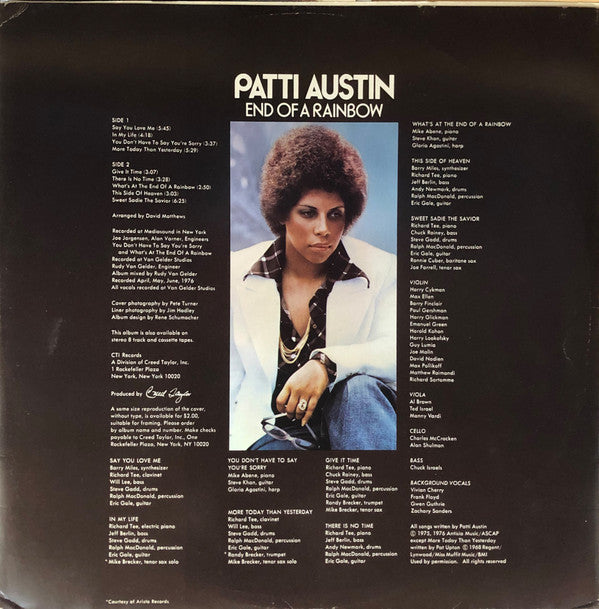 Patti Austin : End Of A Rainbow (LP, Album, Ter)