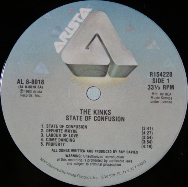 The Kinks : State Of Confusion (LP, Album, Club)