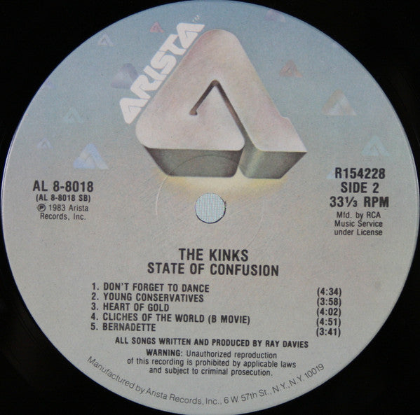 The Kinks : State Of Confusion (LP, Album, Club)