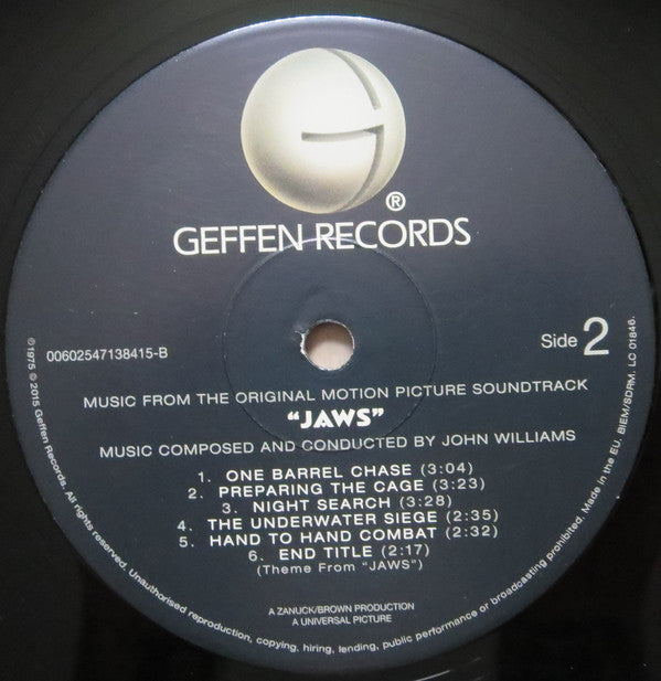 John Williams (4) : Jaws (Music From The Original Motion Picture Soundtrack) (LP, Album, RE)