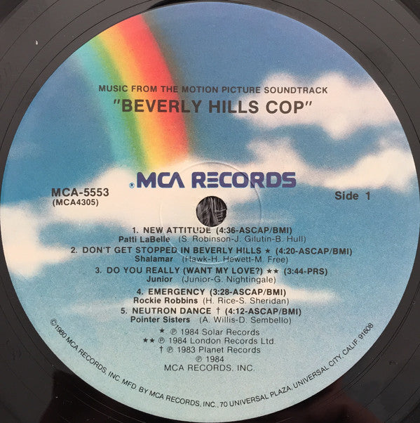 Various : Beverly Hills Cop (Music From The Motion Picture Soundtrack) (LP, Comp, Pin)