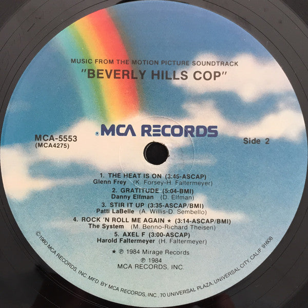 Various : Beverly Hills Cop (Music From The Motion Picture Soundtrack) (LP, Comp, Pin)