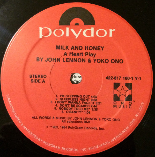 John Lennon & Yoko Ono : Milk And Honey (LP, Album, Gat)