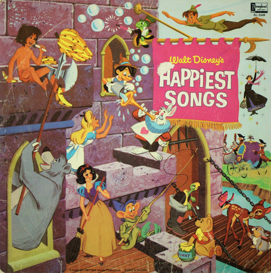 Various : Walt Disney's Happiest Songs (LP, Album, Comp, Mono, Yel)