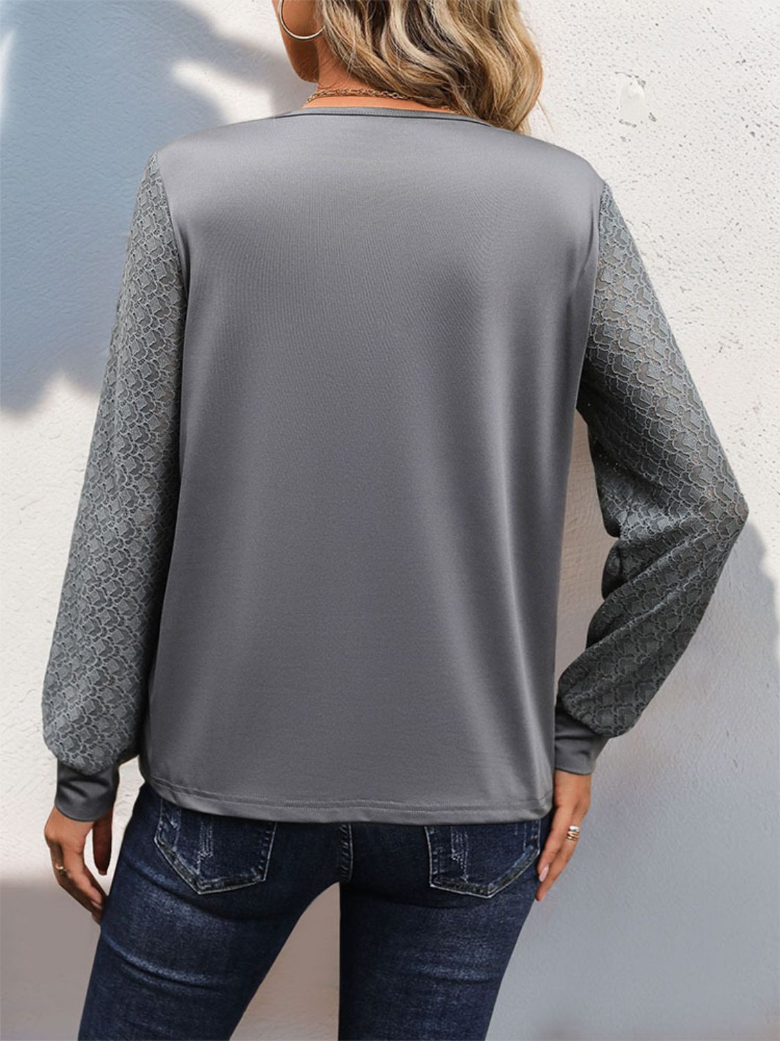 Perfee V-Neck Long Sleeve Top