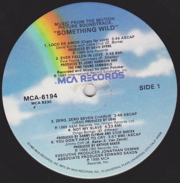 Various : Something Wild - Music From The Motion Picture Soundtrack (LP, Comp, Glo)