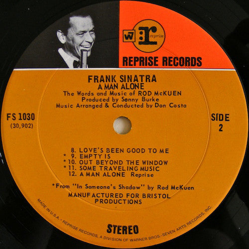 Frank Sinatra : A Man Alone & Other Songs Of Rod McKuen (LP, Album, Ind)